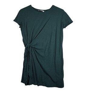 Vince Dress‎ Striped T-Shirt Knotted Casual Short Sleeve Green Navy Size Large